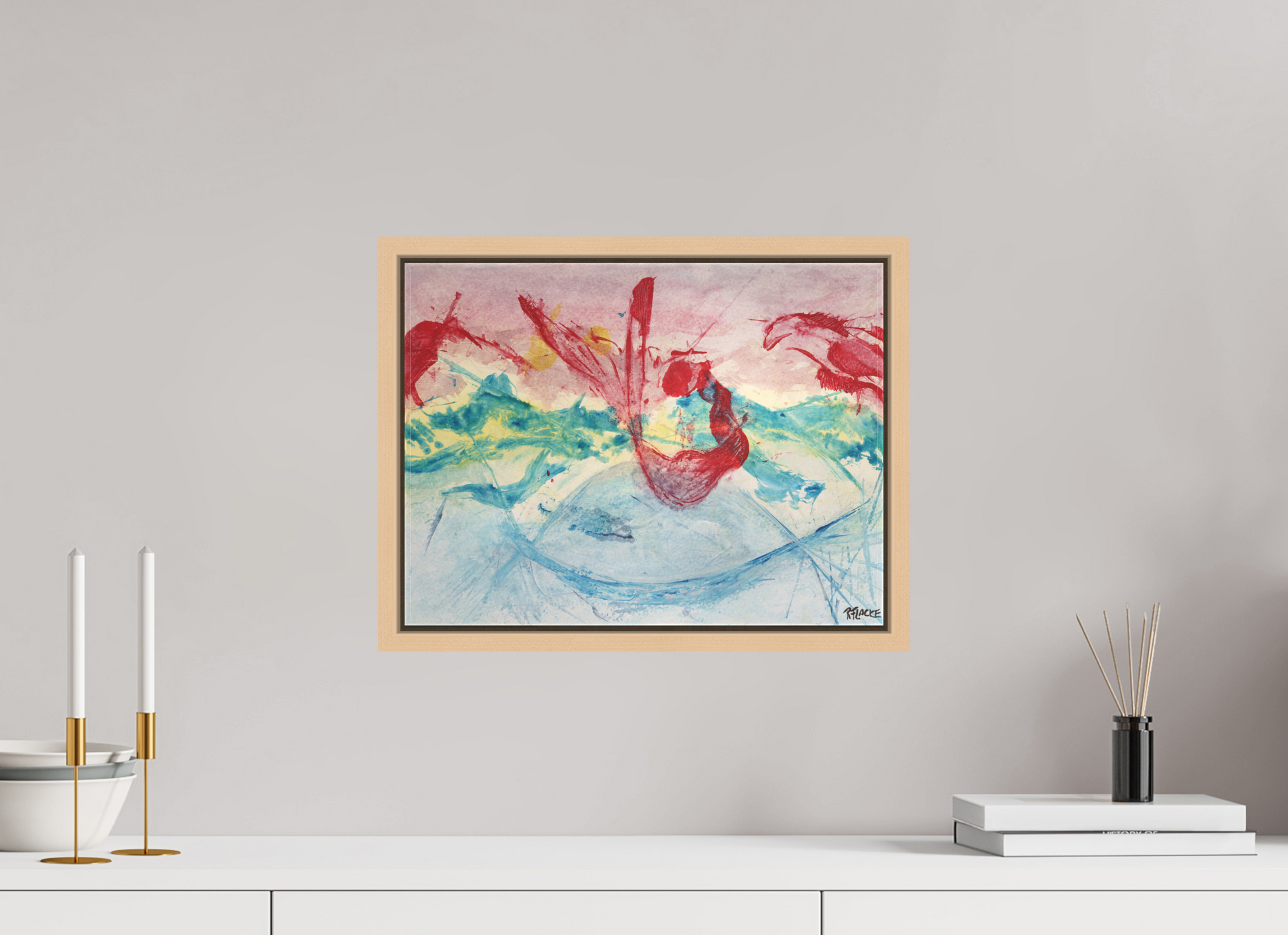 40 x 30 cm, Leinwandprint, matt, Ahorn natur "Mermaid in Company" - Canvasprint
