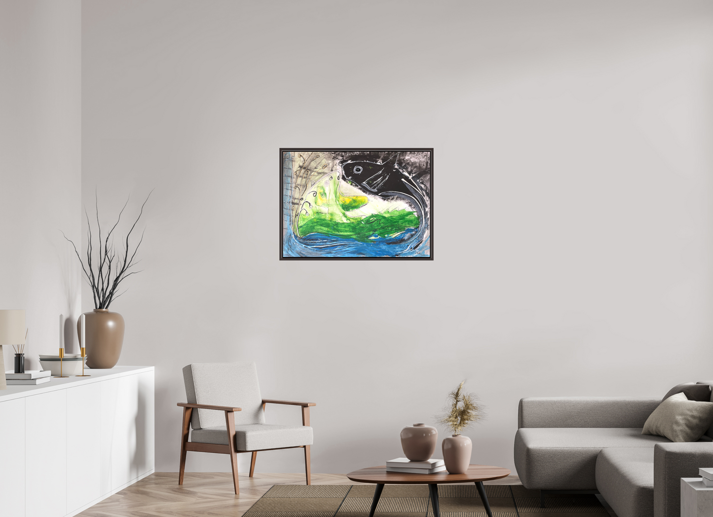 84,2 x 60 cm, Leinwandprint, matt, Erle braun "Fishing for YinYang" - Leinwandprint