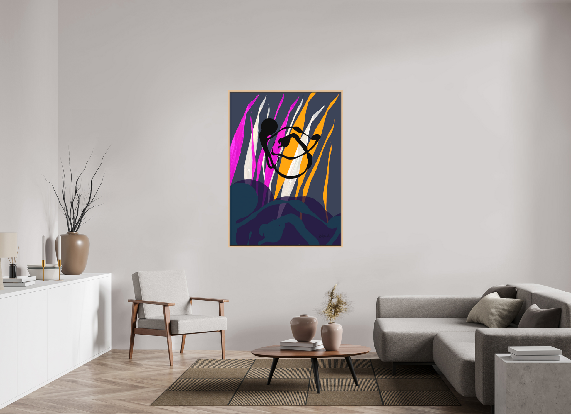 100 x 138,9 cm, Leinwandprint, matt, Ahorn natur "Octopus Leaving" - Leinwandprint