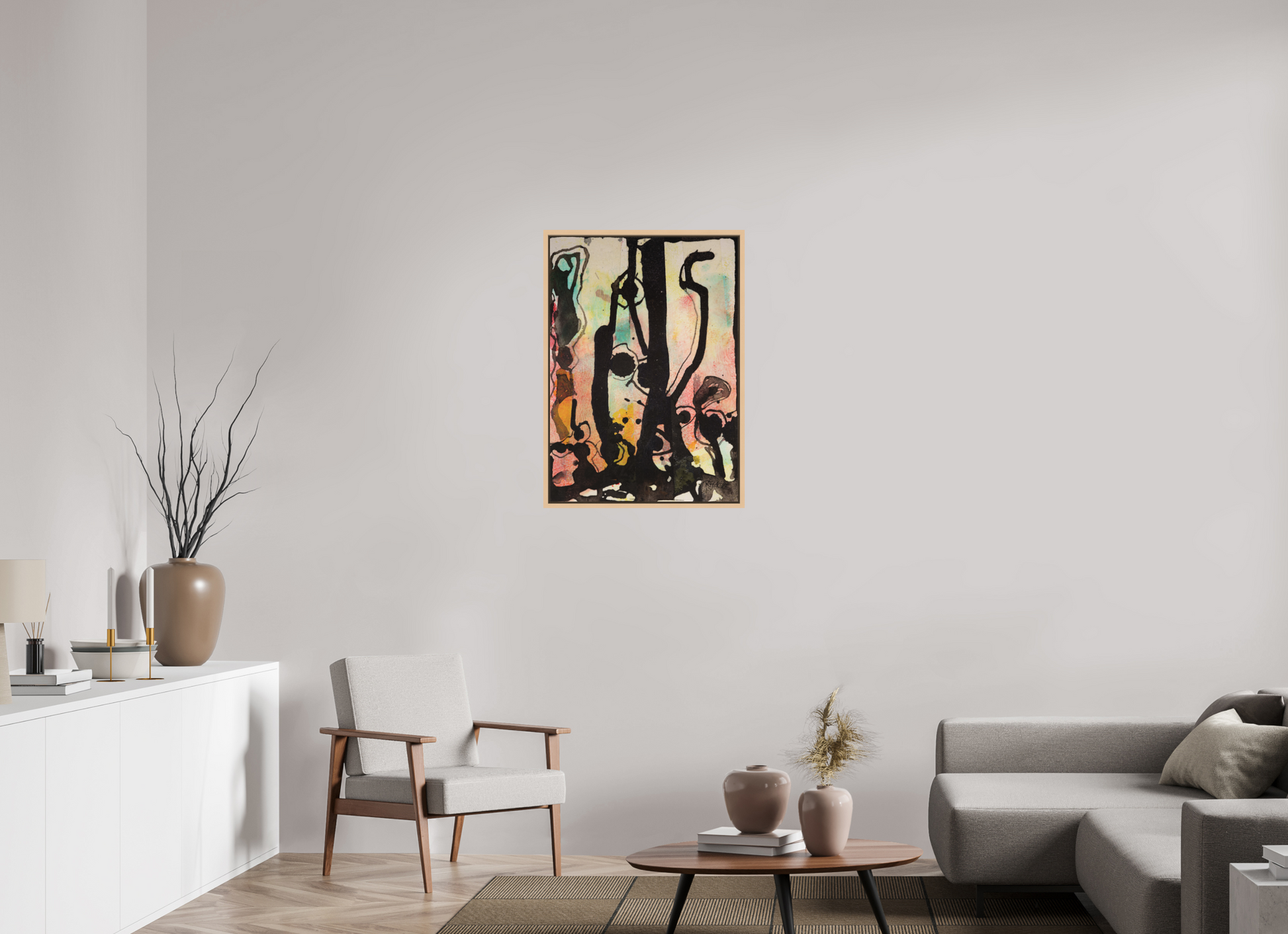 DIN A1 (59,4 x 84,1 cm), Leinwandprint, matt, Ahorn natur "Cactus garden" - Canvasprint