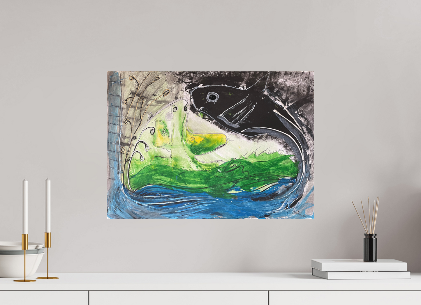 56,1 x 40 cm, Fine Art Print, ohne Weißrand "Fishing for YinYang" - Fine Art Print