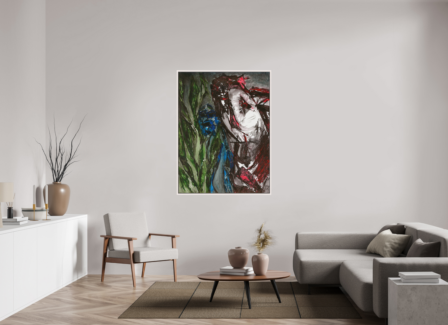 105 x 140 cm, Leinwandprint, matt, Ahorn weiß "Angst" - Leinwanddruck