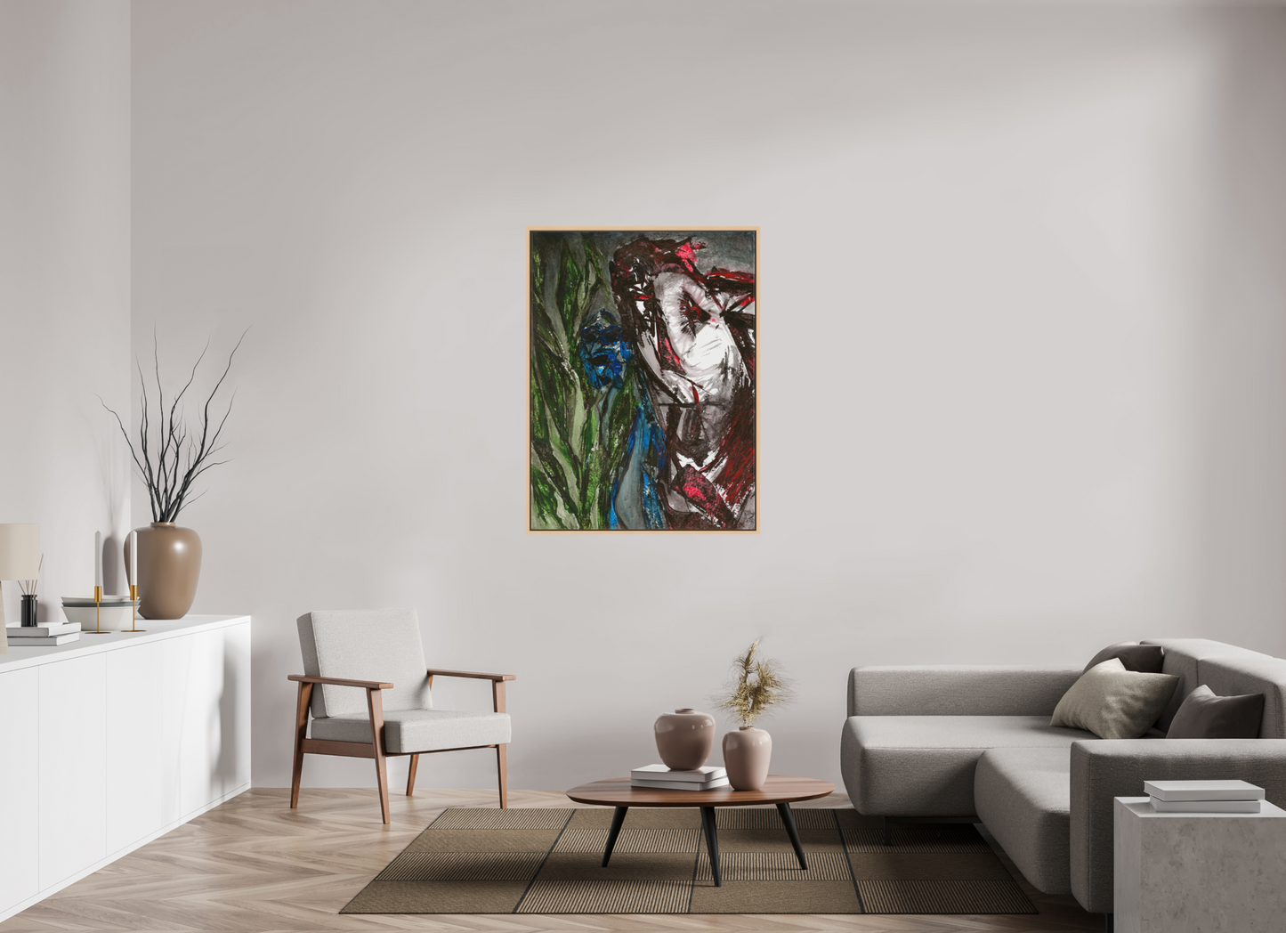 90 x 120 cm, Leinwandprint, matt, Ahorn natur "Angst" - Leinwanddruck