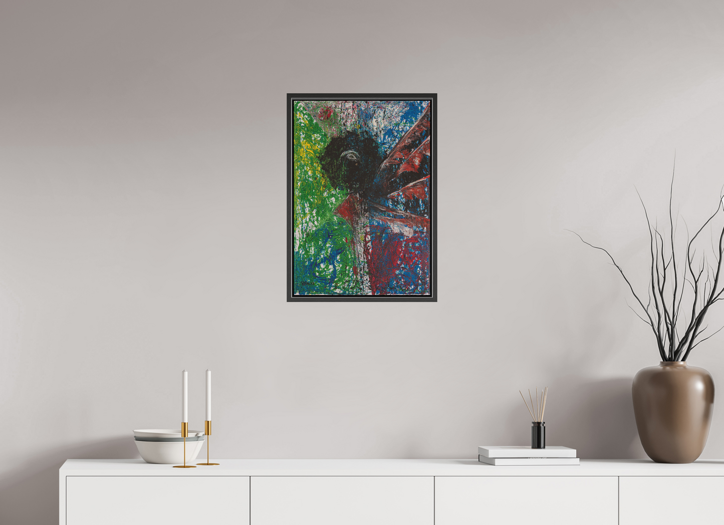 40 x 57,5 cm, Leinwandprint, matt, Eiche schwarz "Mumbling angel" - Canvasprint
