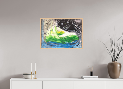 70,1 x 50 cm, Leinwandprint, matt, Ahorn natur "Fishing for YinYang" - Leinwandprint