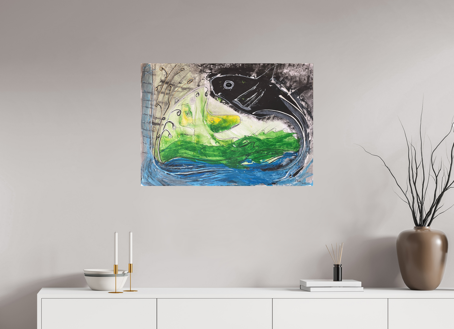 84,2 x 60 cm, Fine Art Print, ohne Weißrand "Fishing for YinYang" - Fine Art Print