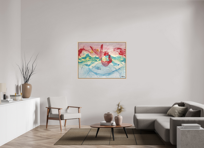 120 x 90 cm, Leinwandprint, matt, Ahorn natur "Mermaid in Company" - Canvasprint
