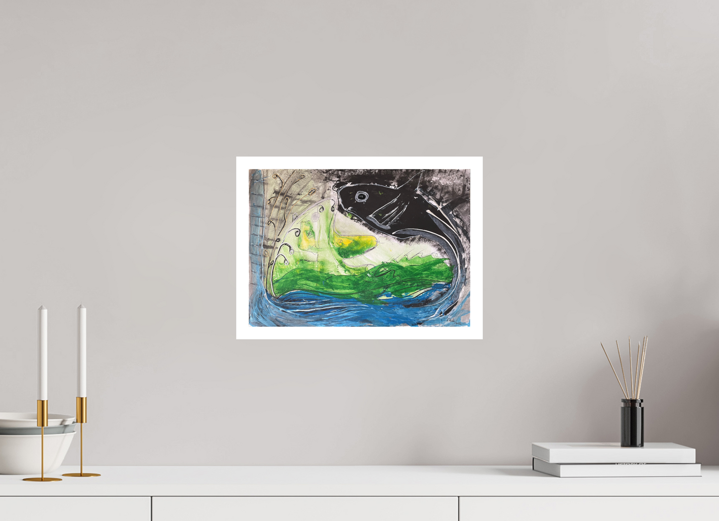 35,1 x 25 cm, Fine Art Print, 2 cm Weißrand "Fishing for YinYang" - Fine Art Print
