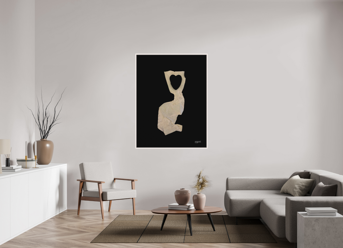 105 x 140 cm, Leinwandprint, matt, Ahorn weiß "Heart in head" - Leinwandprint