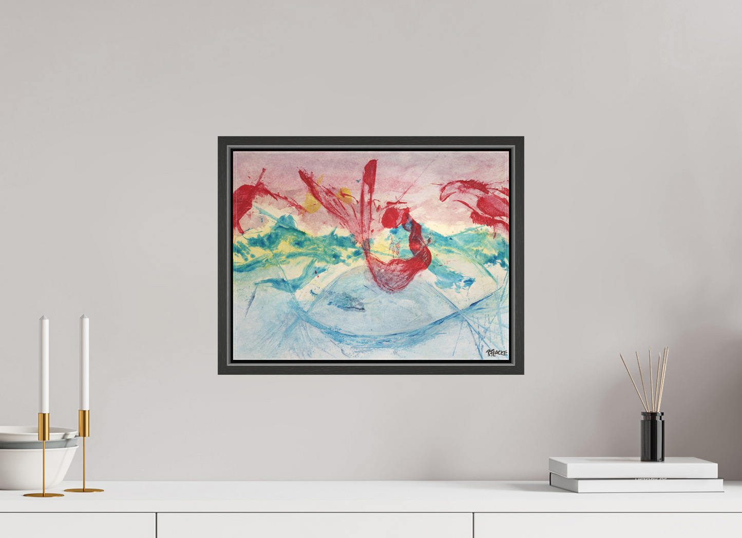 40 x 30 cm, Leinwandprint, matt, Eiche schwarz "Mermaid in Company" - Canvasprint