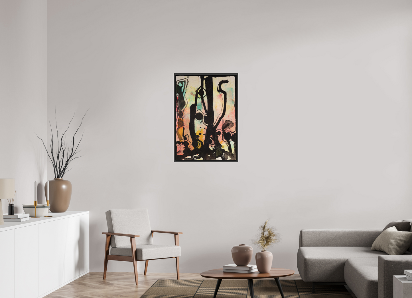 DIN A1 (59,4 x 84,1 cm), Leinwandprint, matt, Eiche schwarz "Cactus garden" - Canvasprint