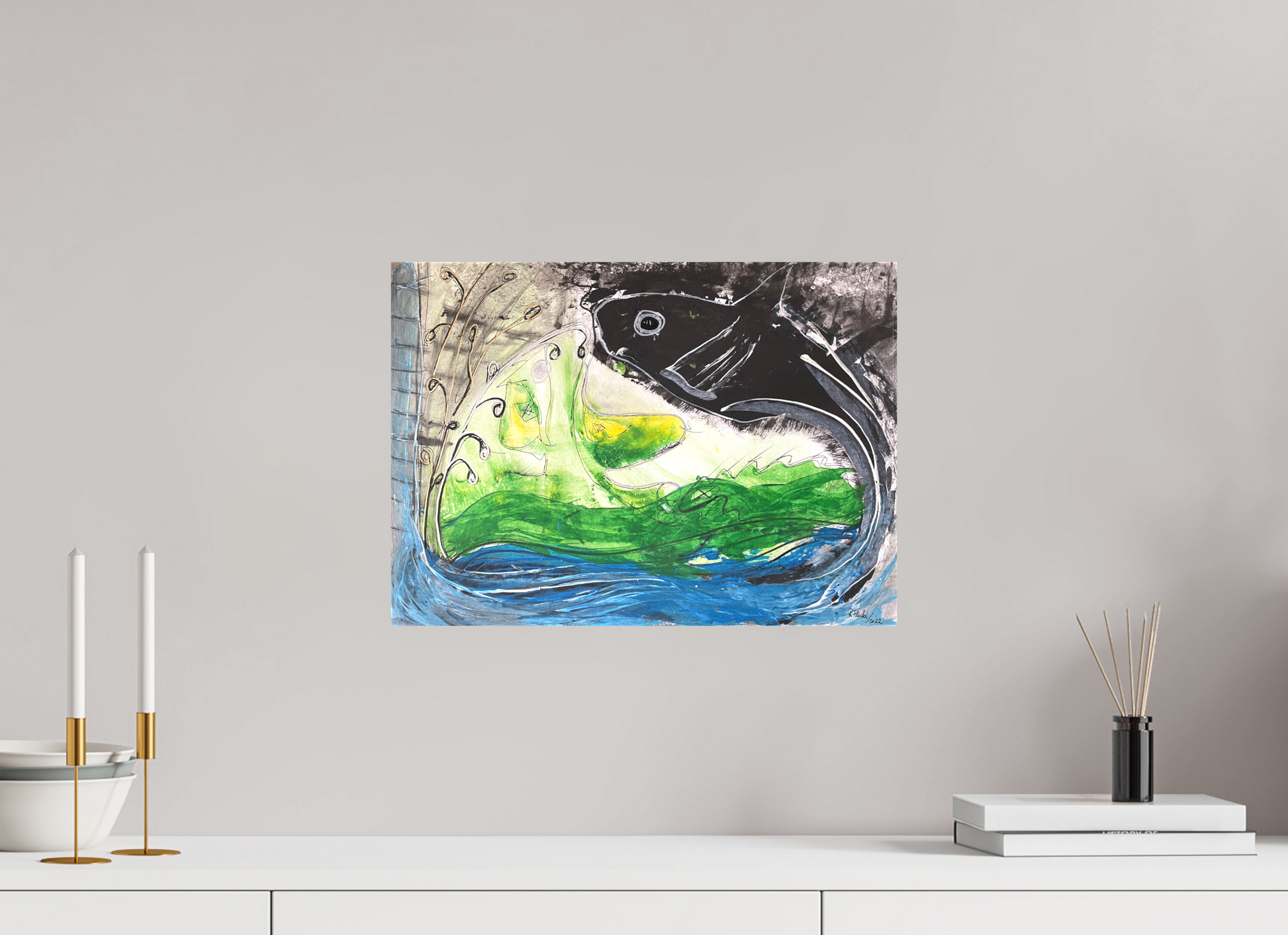 42,1 x 30 cm, Leinwandprint, matt, ohne Rahmen "Fishing for YinYang" - Leinwandprint