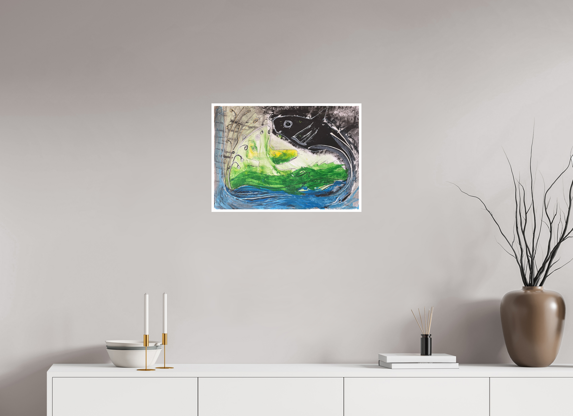 56,1 x 40 cm, Fine Art Print, 1 cm Weißrand "Fishing for YinYang" - Fine Art Print
