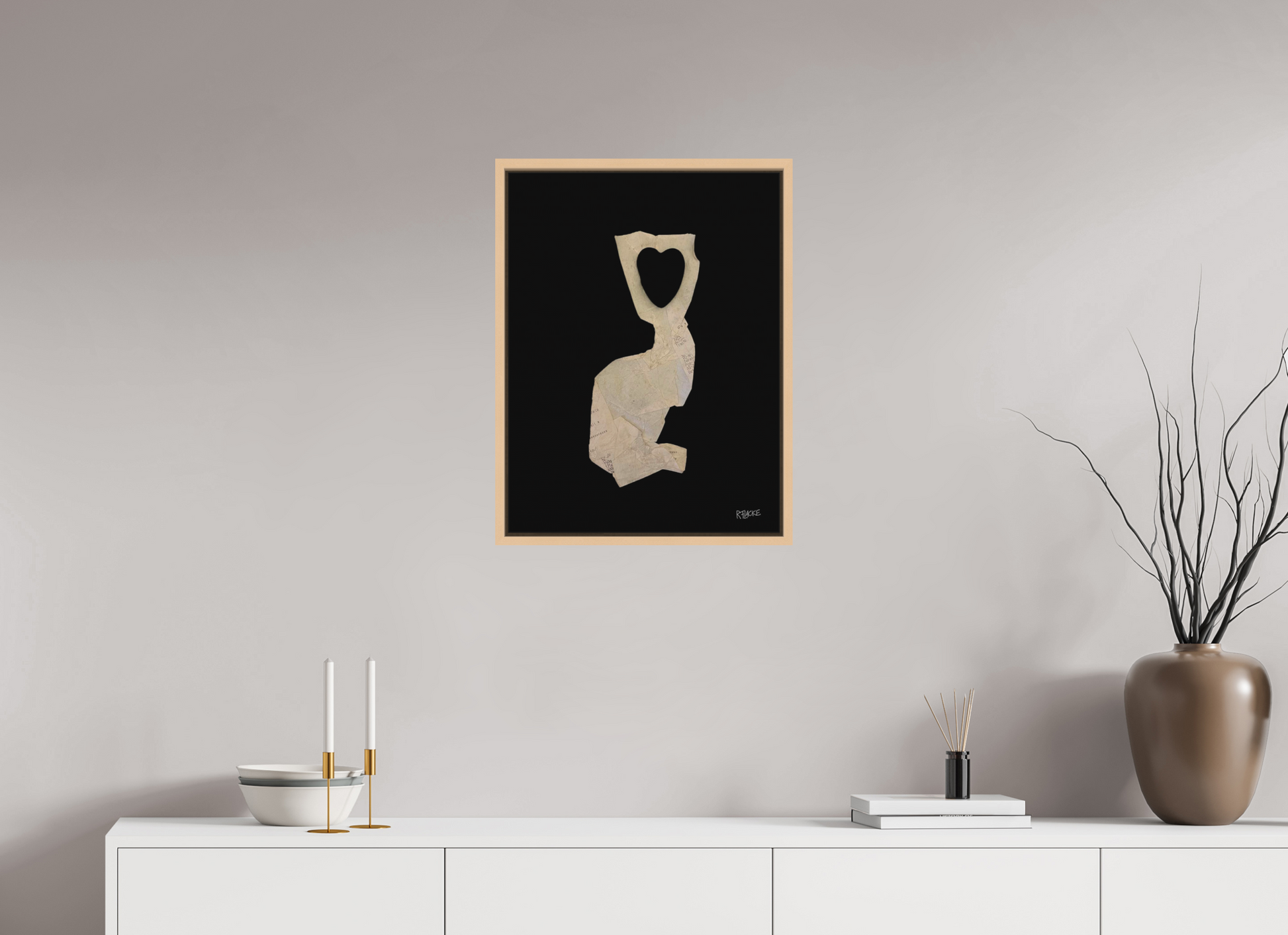 45 x 60 cm, Leinwandprint, matt, Ahorn natur "Heart in head" - Leinwandprint