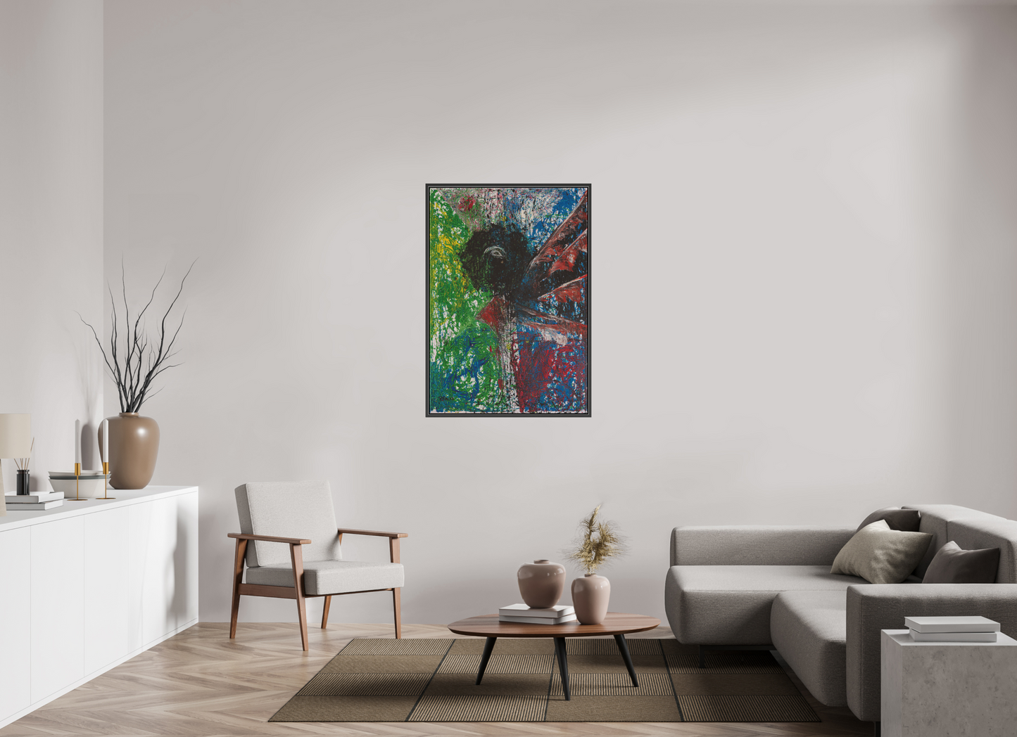 80 x 115 cm, Leinwandprint, matt, Eiche schwarz "Mumbling angel" - Canvasprint