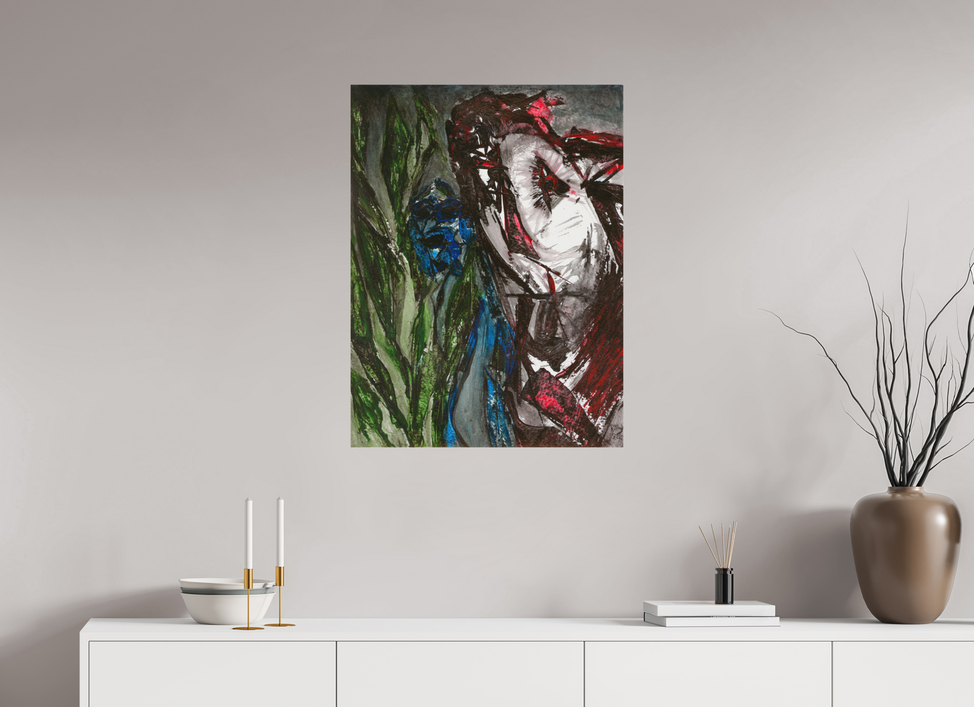 60 x 80 cm, Leinwandprint, matt, ohne Rahmen "Angst" - Leinwanddruck