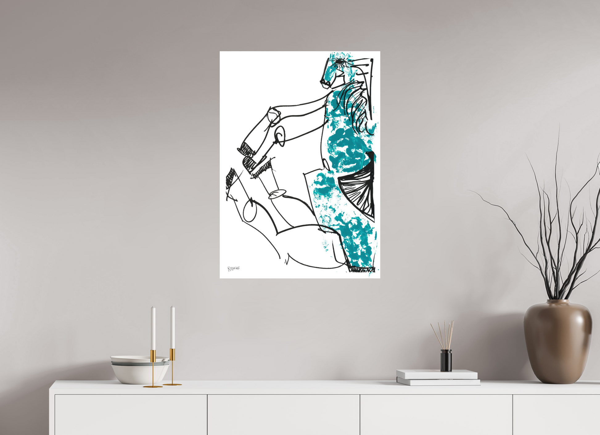 DIN A1 (59,4 x 84,1 cm), Fine Art Print, ohne Weißrand "Horse sitting" - Fine Art Print