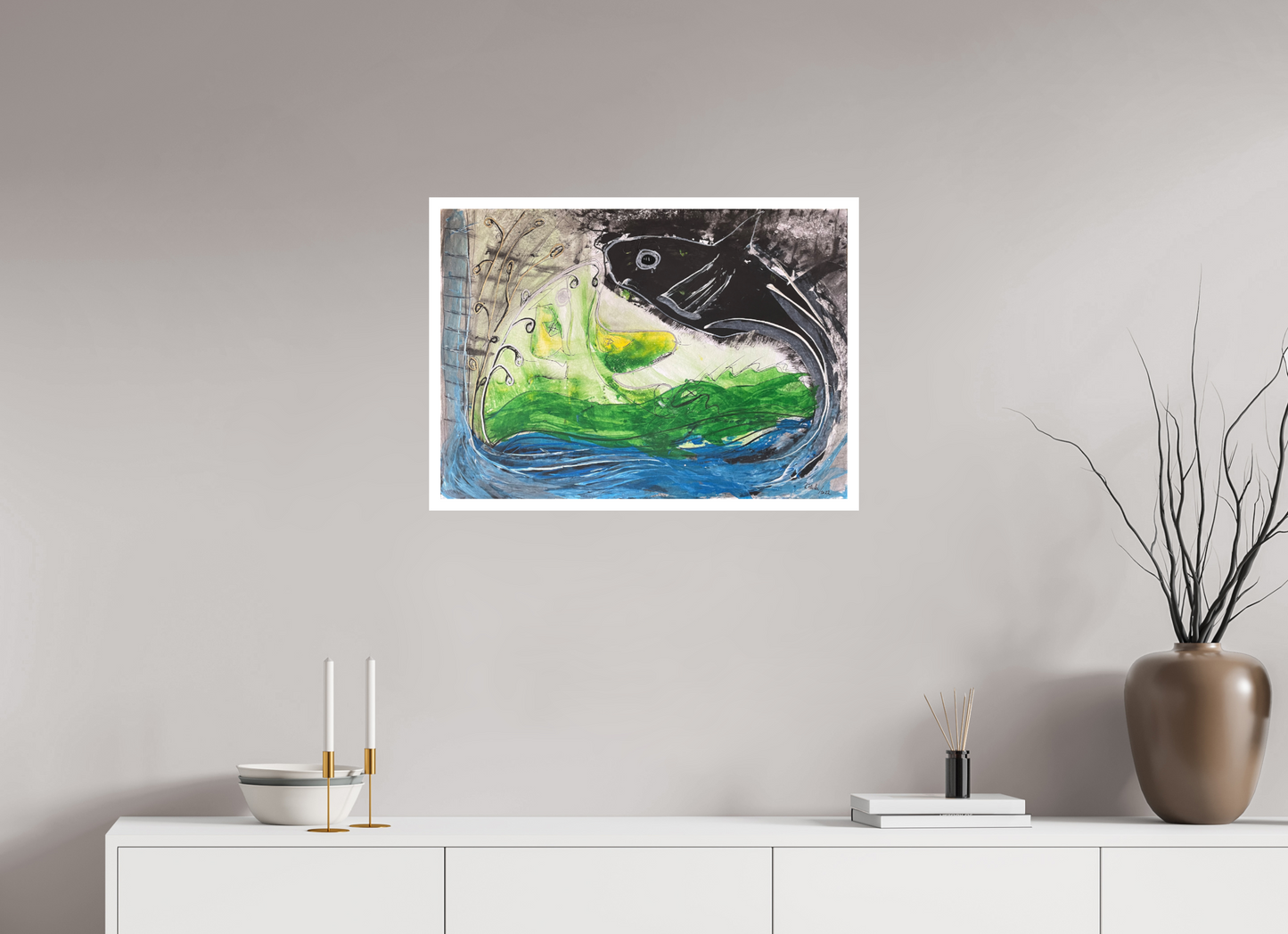 70,1 x 50 cm, Fine Art Print, 2 cm Weißrand "Fishing for YinYang" - Fine Art Print