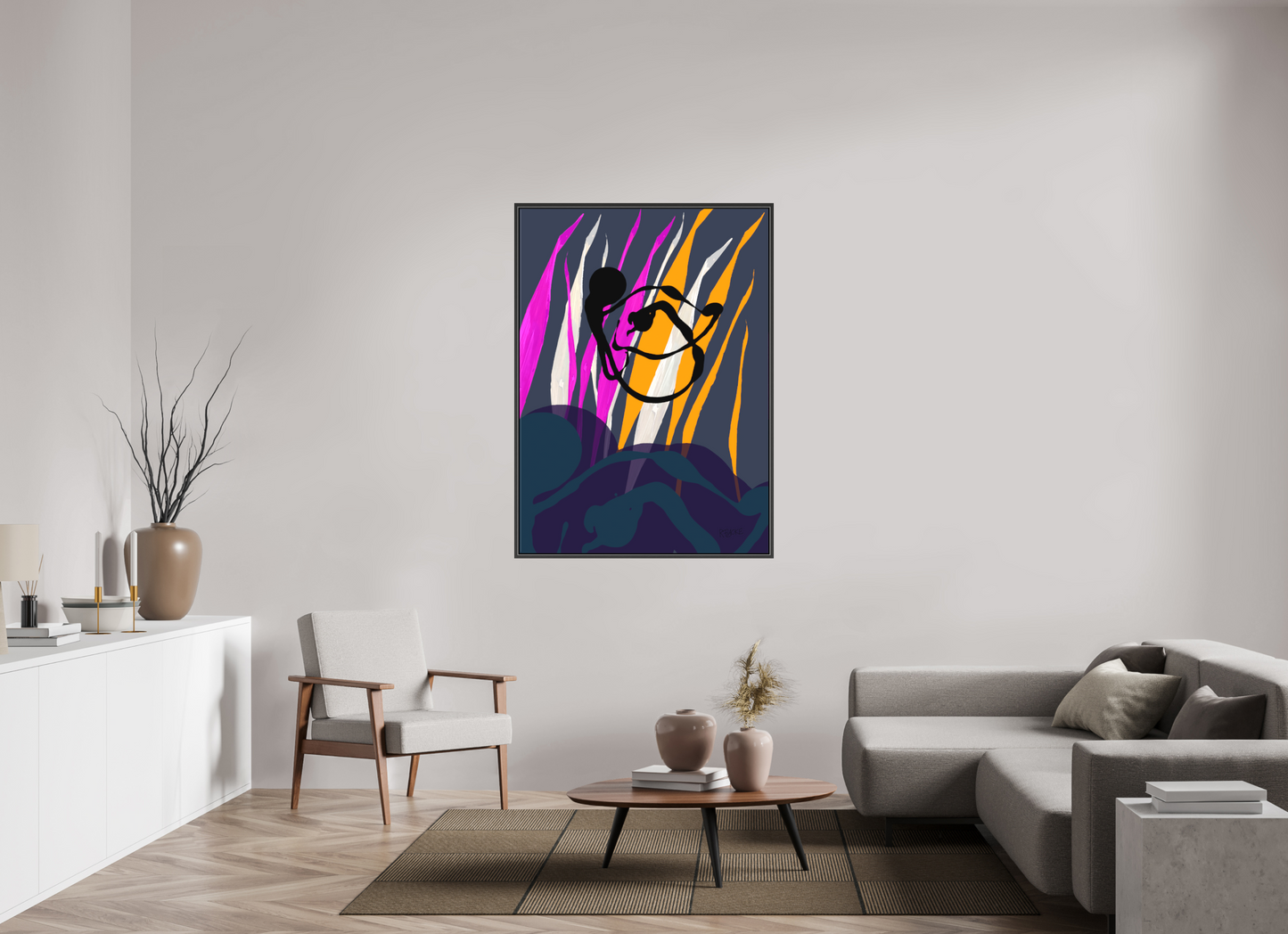 100 x 138,9 cm, Leinwandprint, matt, Eiche schwarz "Octopus Leaving" - Leinwandprint