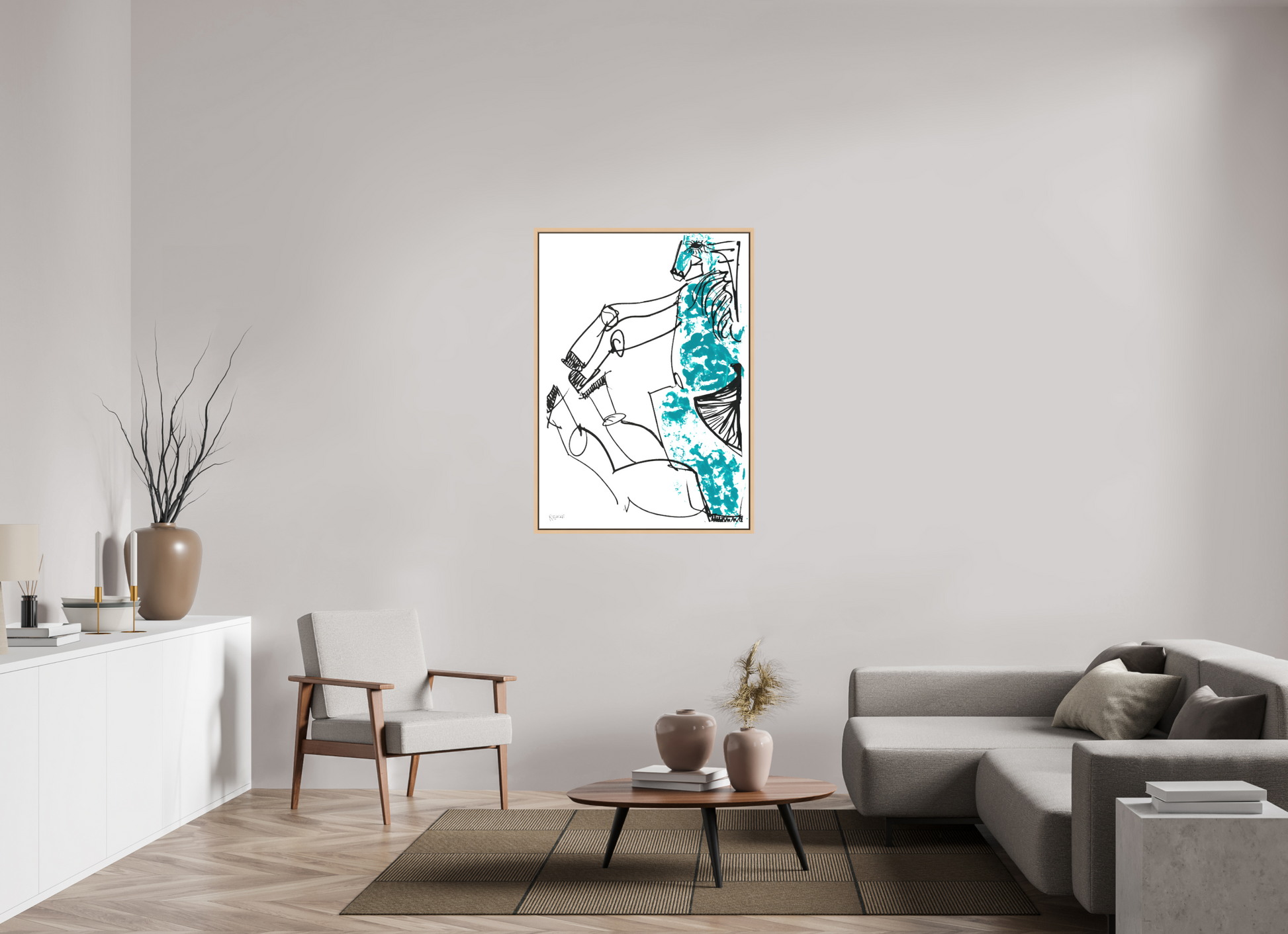 DIN A0 (84,1 x 118,9 cm), Leinwandprint, matt, Ahorn natur "Horse sitting" - Canvasprint