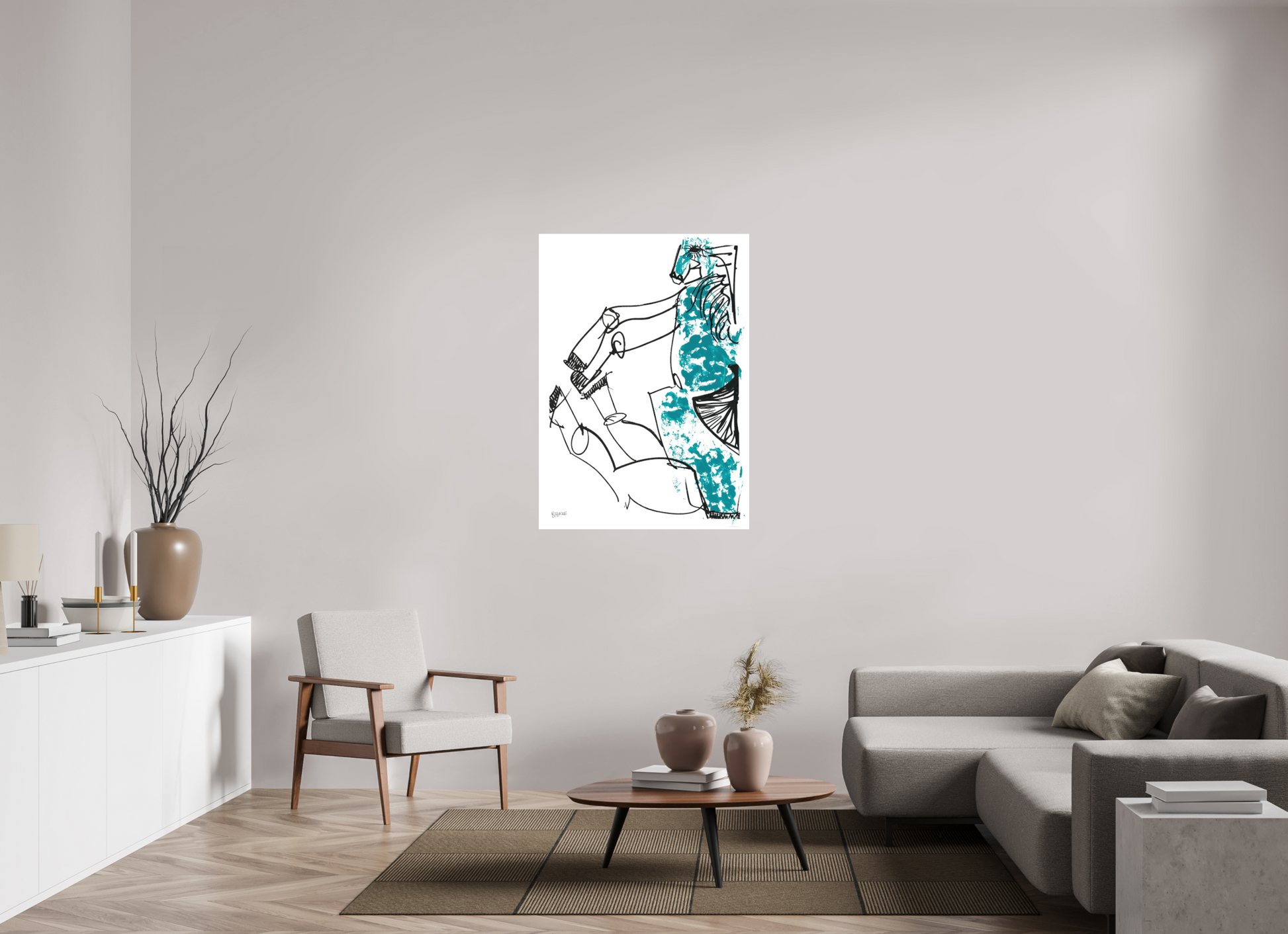 DIN A0 (84,1 x 118,9 cm), Fine Art Print, 1 cm Weißrand "Horse sitting" - Fine Art Print