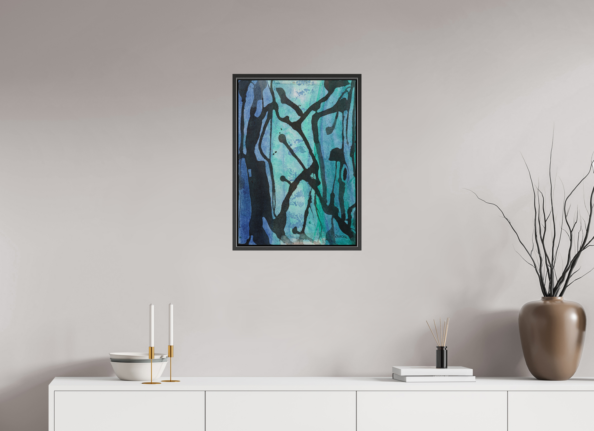 DIN A2 (42 x 59,4 cm), Leinwandprint, matt, Eiche schwarz "Underwaterrun" - Canvasprint