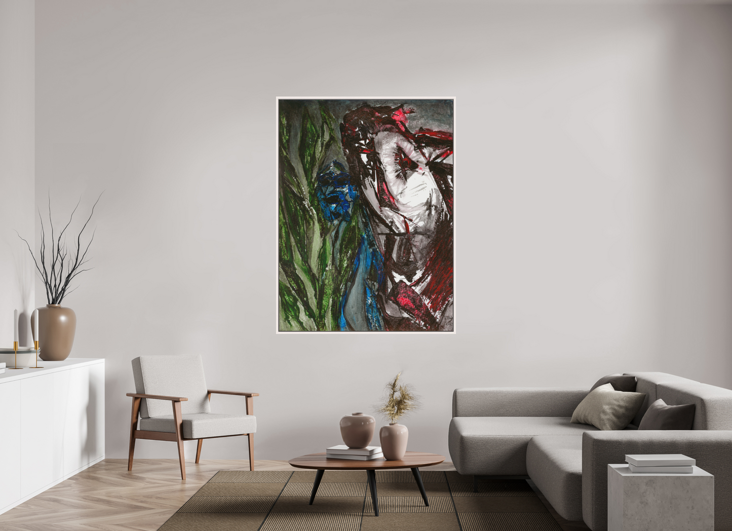 120 x 160 cm, Leinwandprint, matt, Ahorn weiß "Angst" - Leinwanddruck