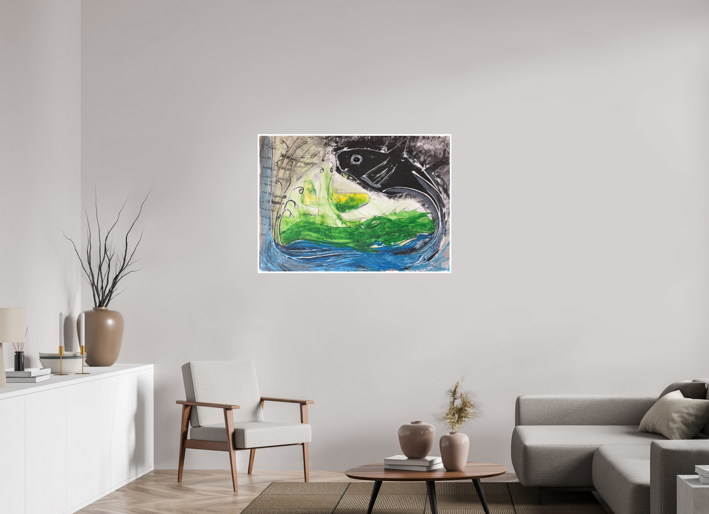 112,2 x 80 cm, Fine Art Print, 1 cm Weißrand "Fishing for YinYang" - Fine Art Print