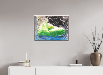 70,1 x 50 cm, Leinwandprint, matt, Ahorn weiß "Fishing for YinYang" - Leinwandprint