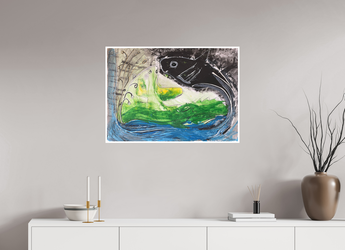 84,2 x 60 cm, Fine Art Print, 1 cm Weißrand "Fishing for YinYang" - Fine Art Print