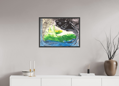 70,1 x 50 cm, Leinwandprint, matt, Eiche schwarz "Fishing for YinYang" - Leinwandprint