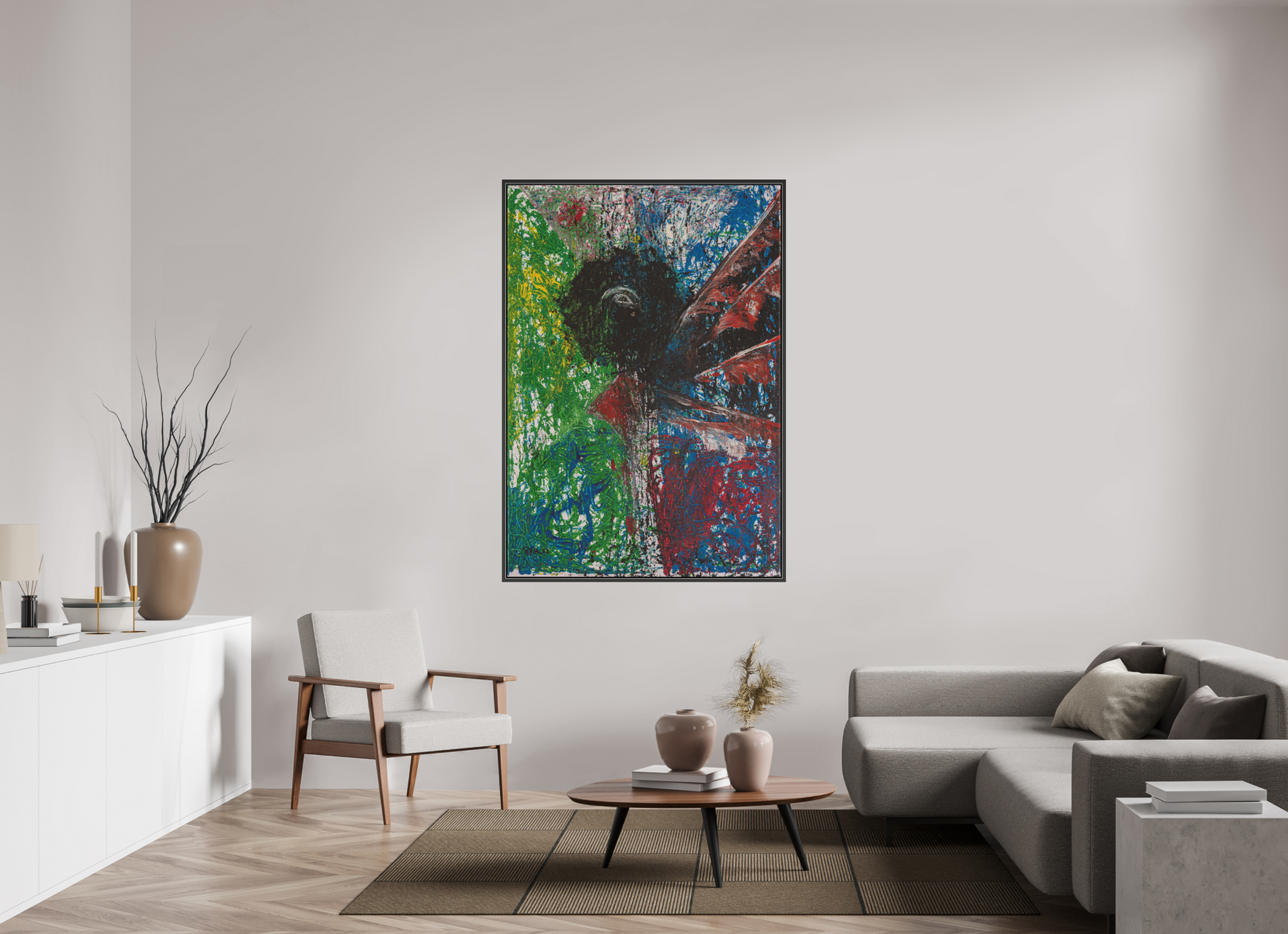 110 x 158,1 cm, Leinwandprint, matt, Eiche schwarz "Mumbling angel" - Canvasprint