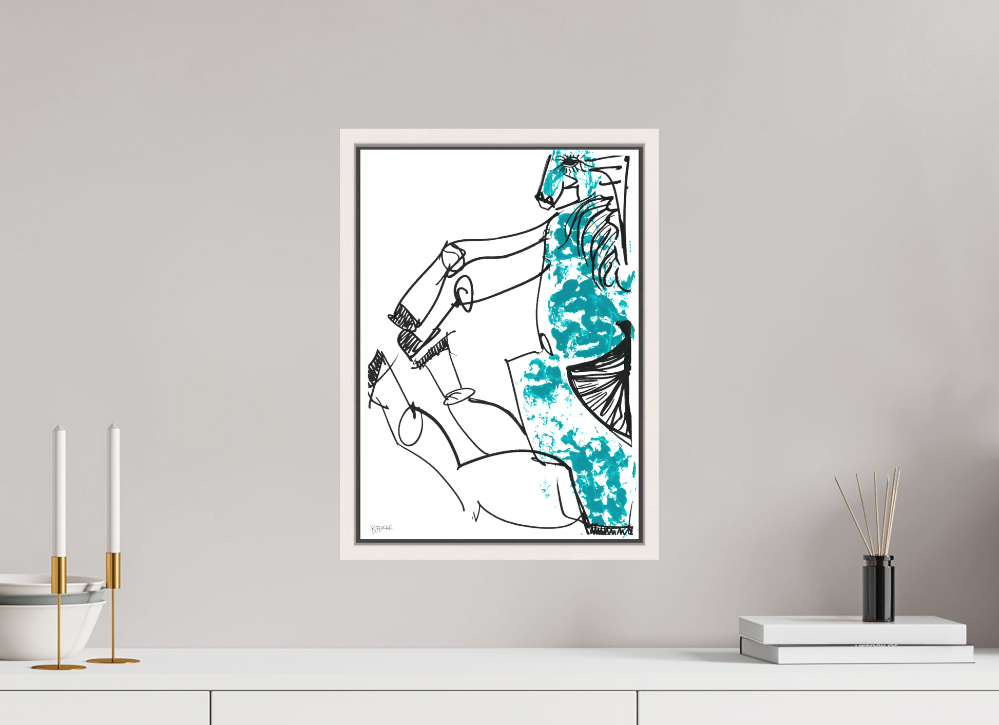 DIN A3 (29,7 x 42 cm), Leinwandprint, matt, Ahorn weiß "Horse sitting" - Canvasprint