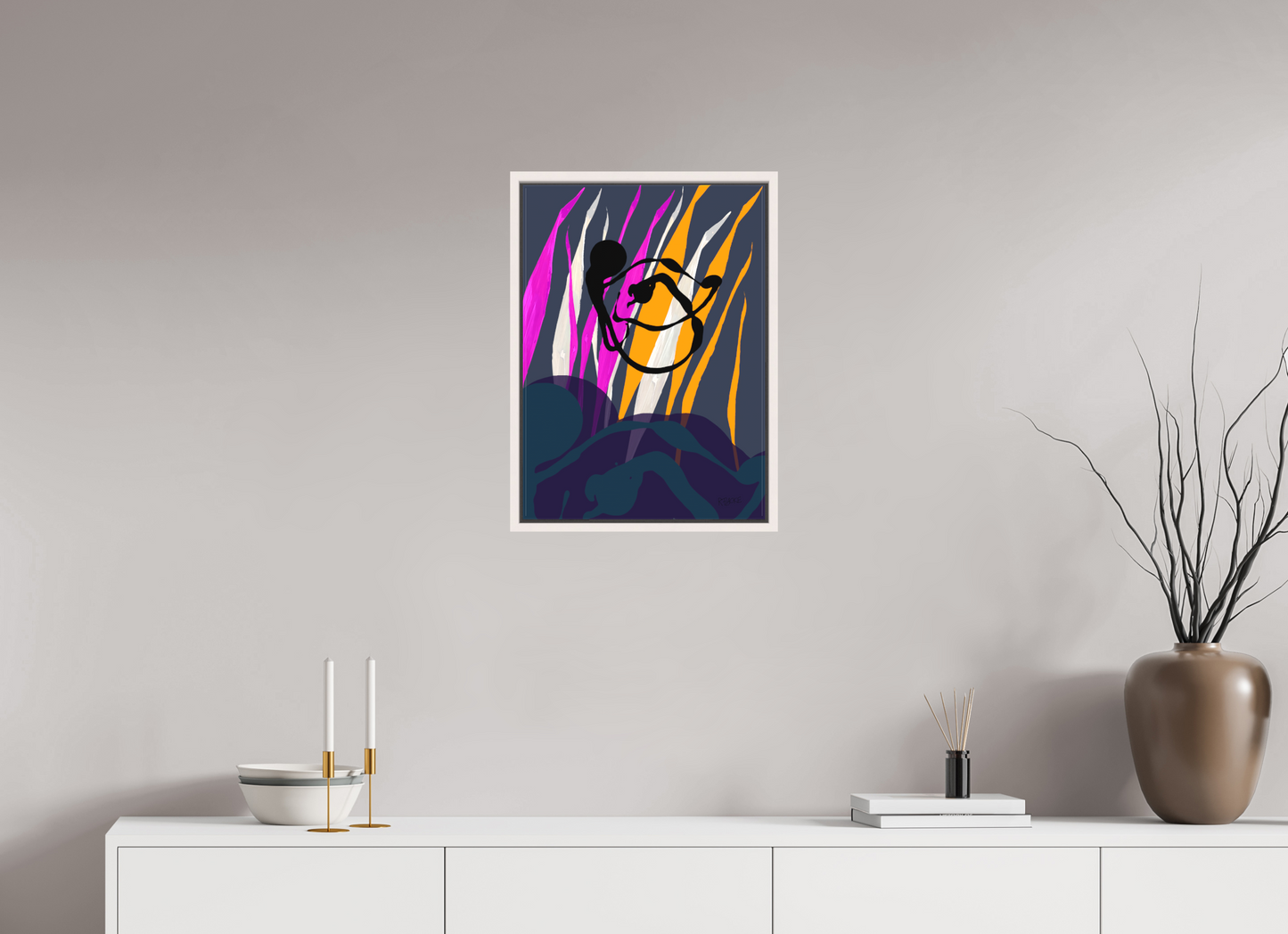 40 x 55,6 cm, Leinwandprint, matt, Ahorn weiß "Octopus Leaving" - Leinwandprint