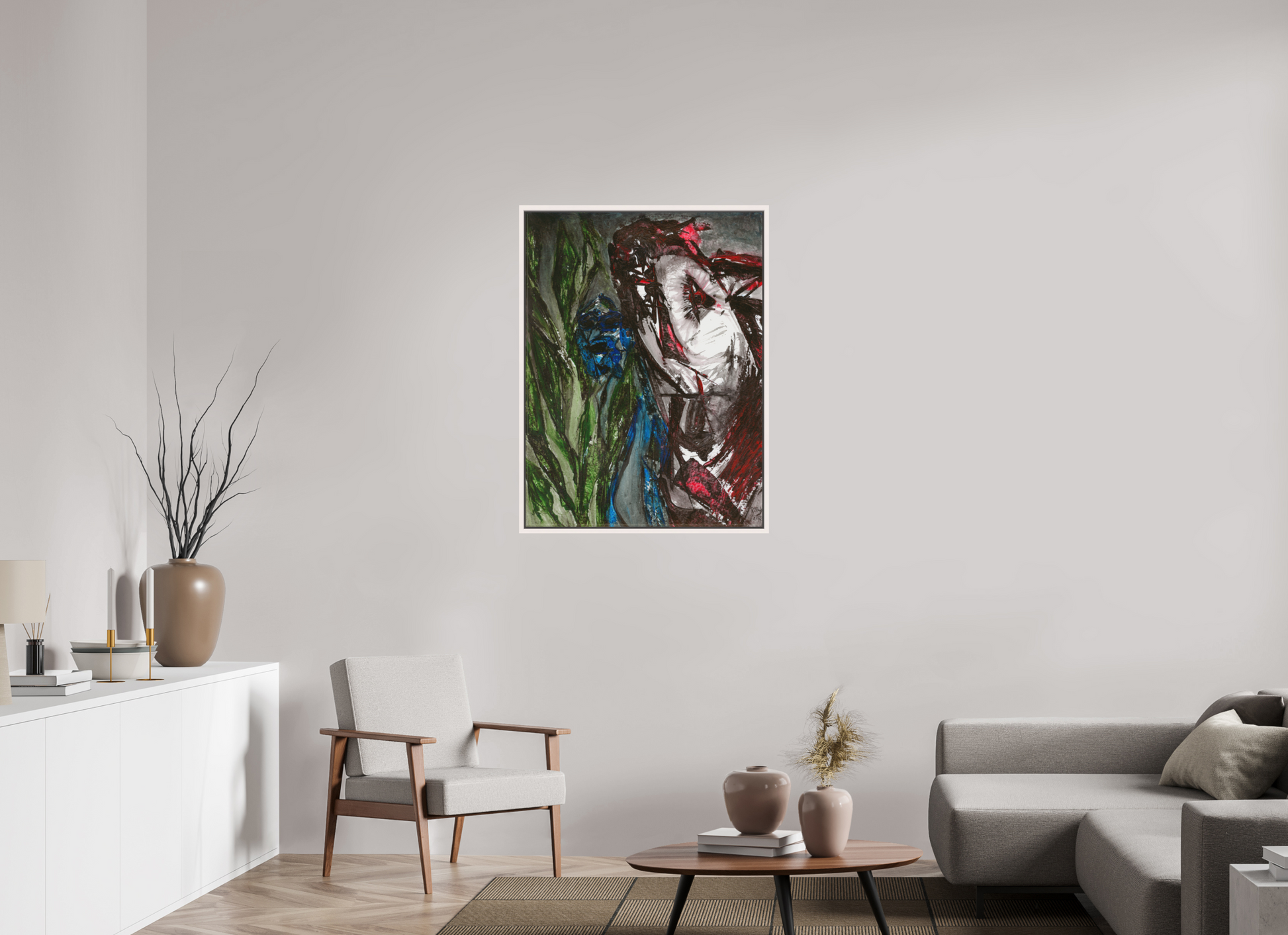 75 x 100 cm, Leinwandprint, matt, Ahorn weiß "Angst" - Leinwanddruck