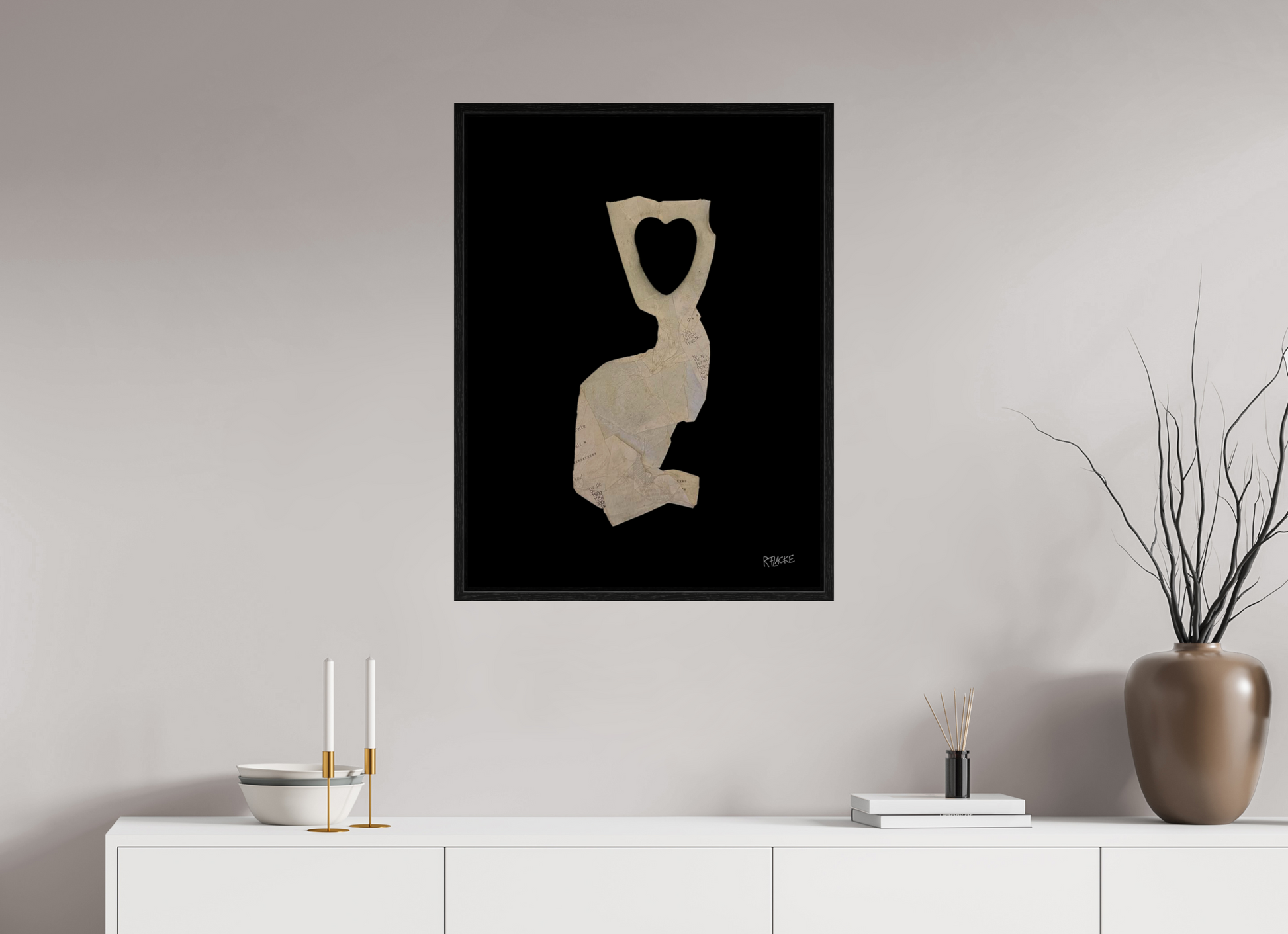 60 x 80 cm, Floater Frame "Heart in head" - Leinwandprint
