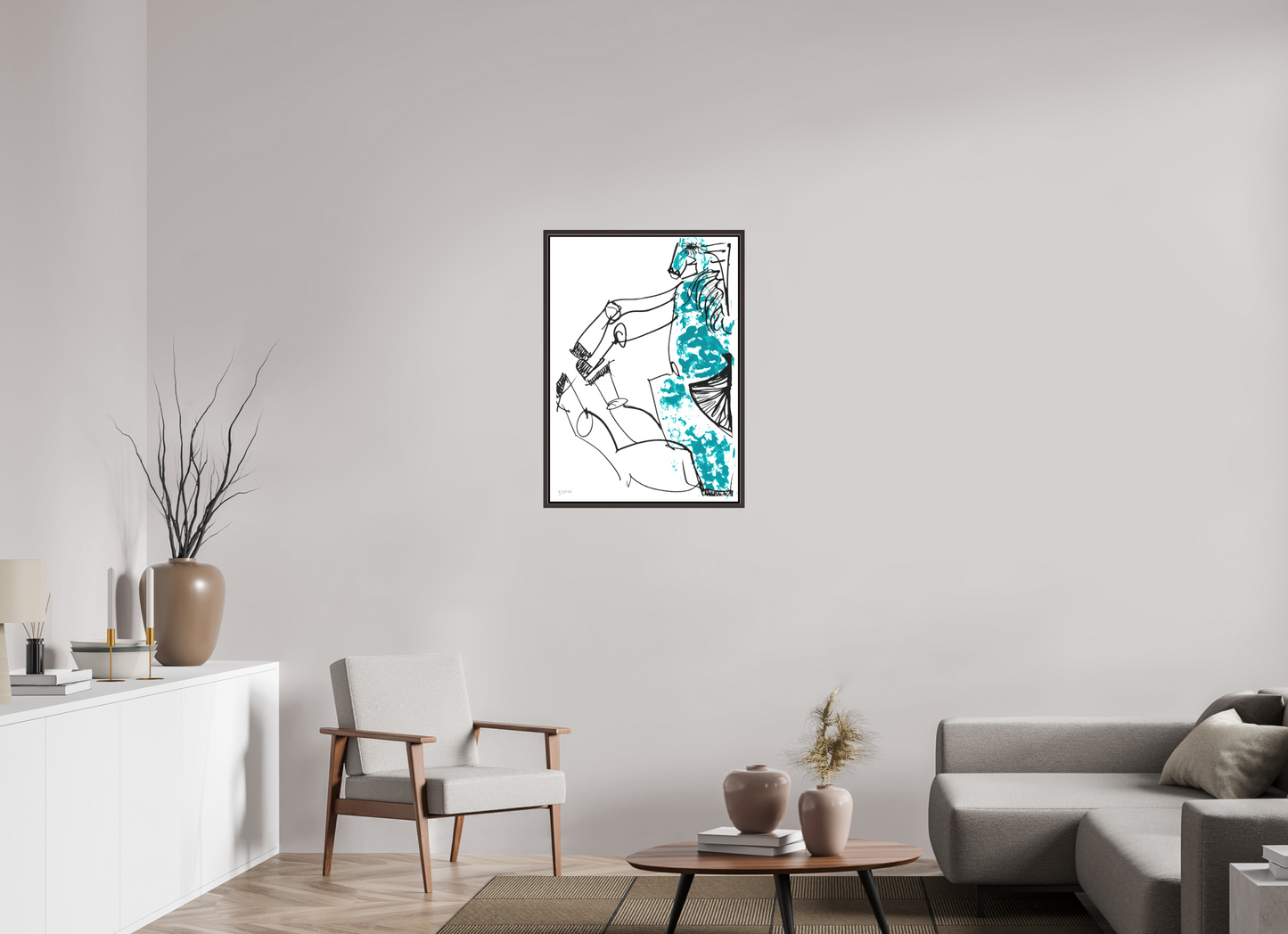 DIN A1 (59,4 x 84,1 cm), Leinwandprint, matt, Erle braun "Horse sitting" - Canvasprint