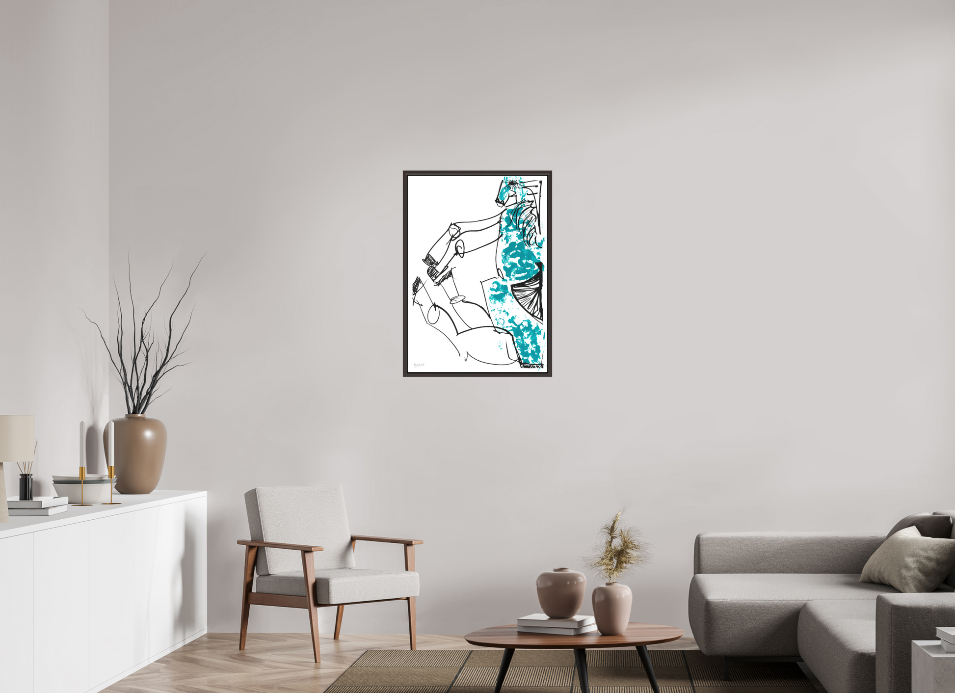 DIN A1 (59,4 x 84,1 cm), Leinwandprint, matt, Erle braun "Horse sitting" - Canvasprint
