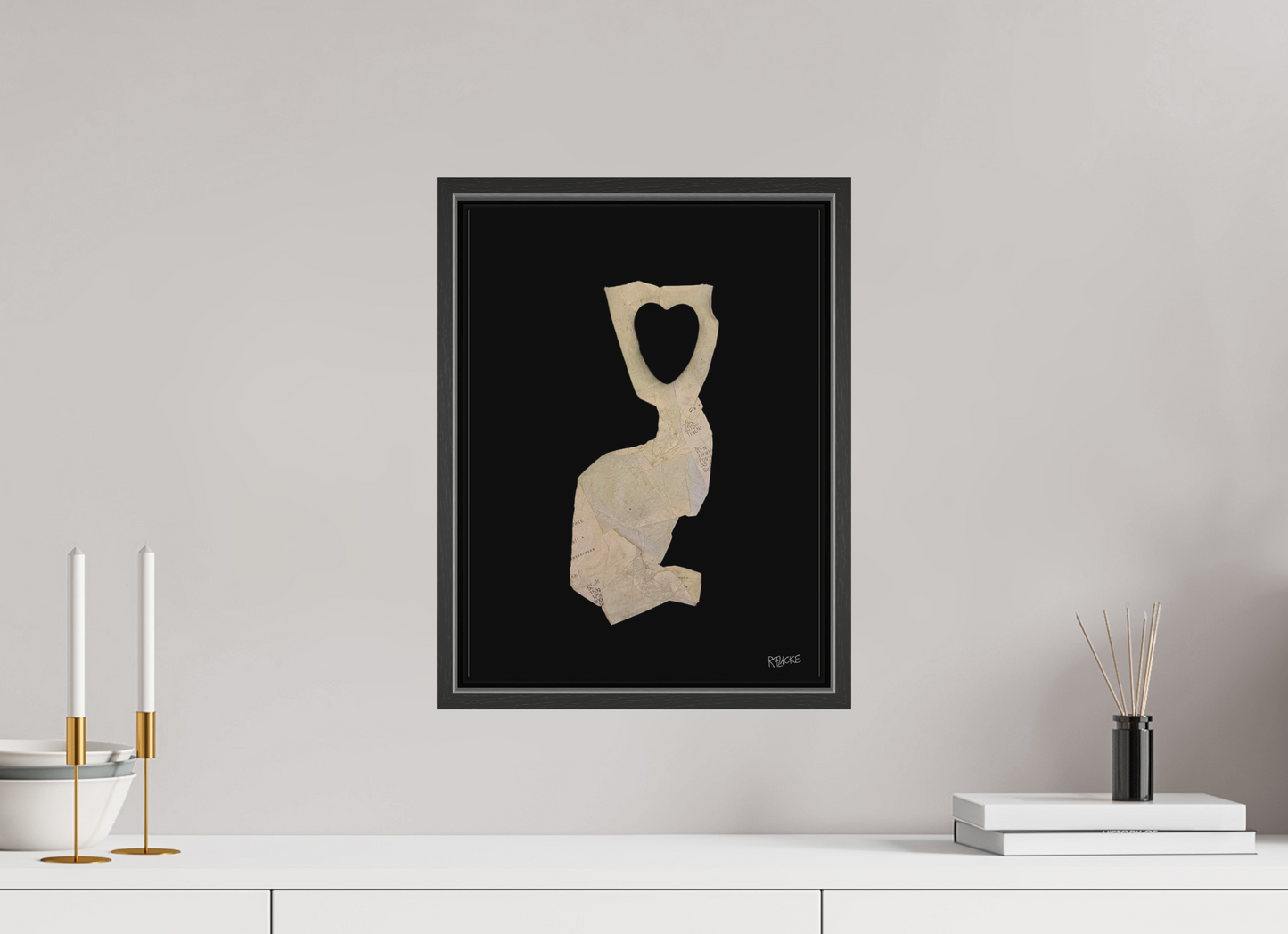 30 x 40 cm, Leinwandprint, matt, Eiche schwarz "Heart in head" - Leinwandprint