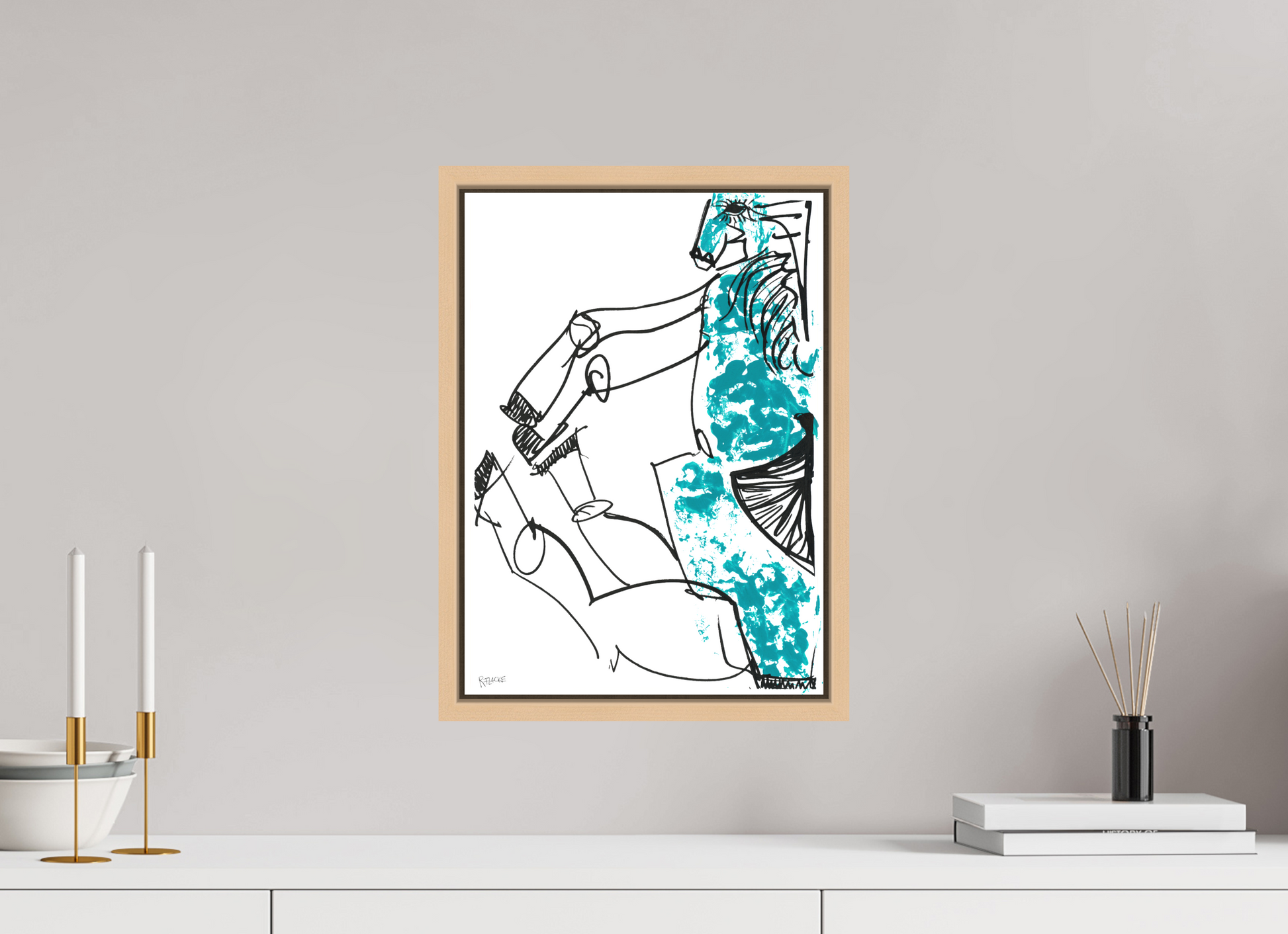 DIN A3 (29,7 x 42 cm), Leinwandprint, matt, Ahorn natur "Horse sitting" - Canvasprint