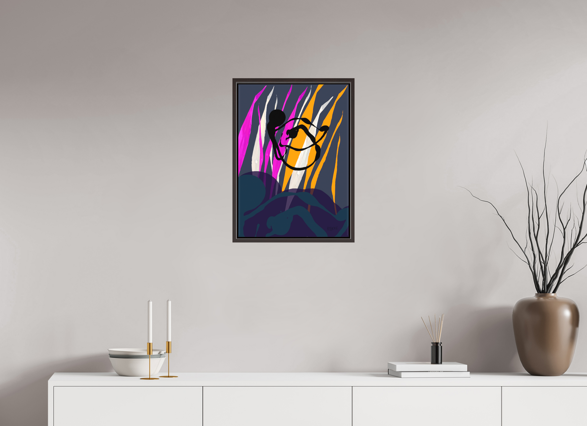 40 x 55,6 cm, Leinwandprint, matt, Erle braun "Octopus Leaving" - Leinwandprint