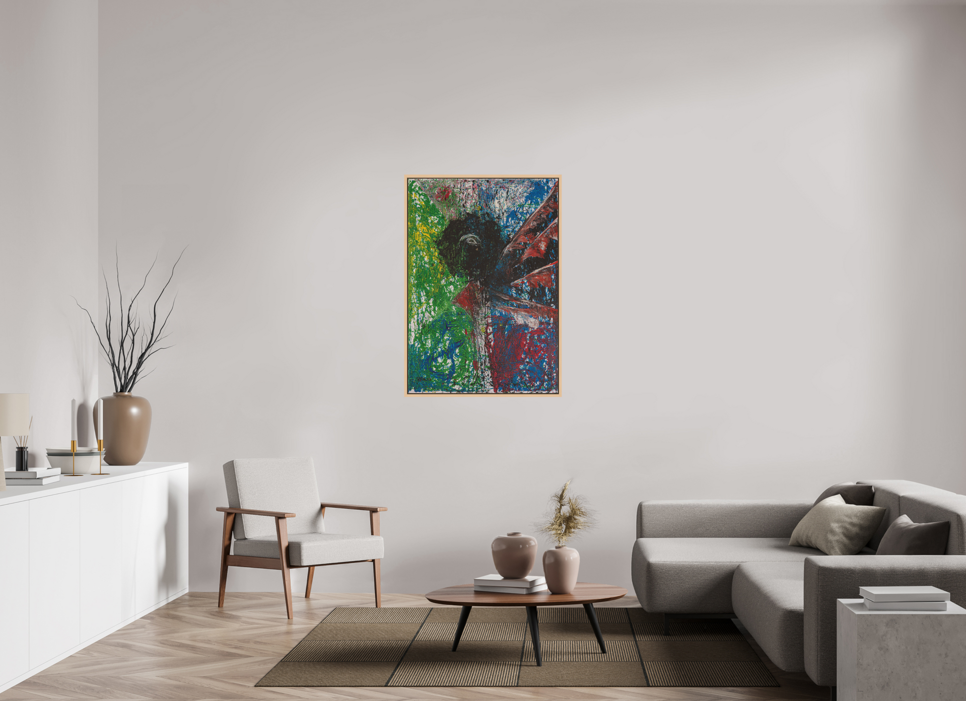 80 x 115 cm, Leinwandprint, matt, Ahorn natur "Mumbling angel" - Canvasprint