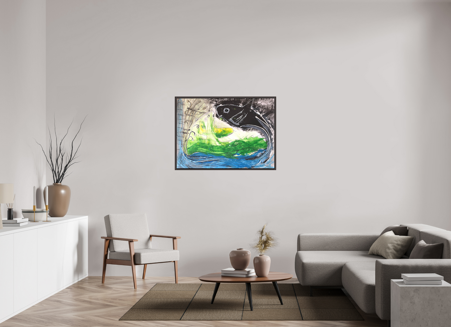 112,2 x 80 cm, Leinwandprint, matt, Erle braun "Fishing for YinYang" - Leinwandprint