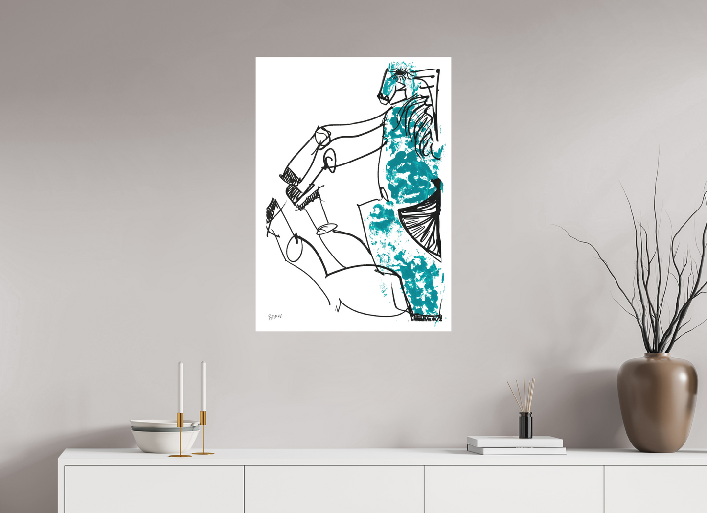 DIN A1 (59,4 x 84,1 cm), Fine Art Print, 1 cm Weißrand "Horse sitting" - Fine Art Print