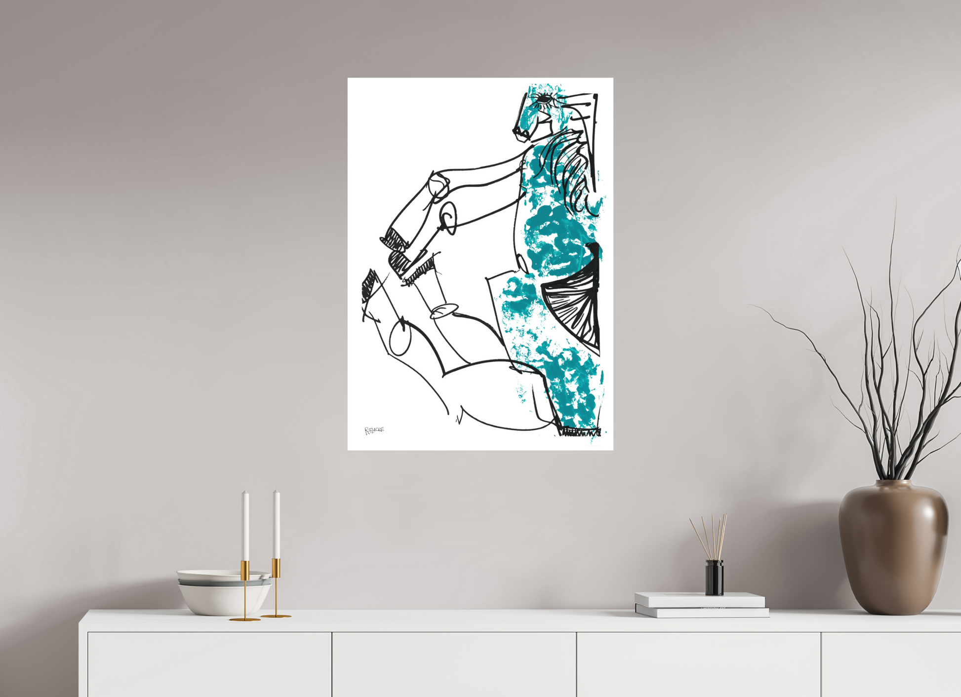 DIN A1 (59,4 x 84,1 cm), Fine Art Print, 1 cm Weißrand "Horse sitting" - Fine Art Print