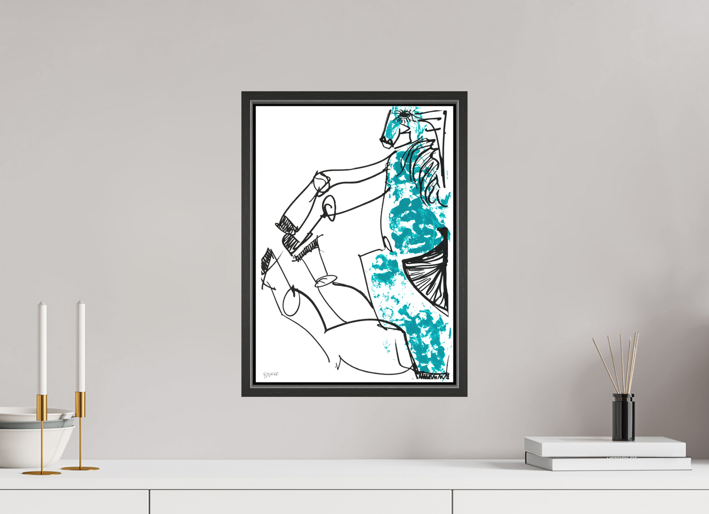 DIN A3 (29,7 x 42 cm), Leinwandprint, matt, Eiche schwarz "Horse sitting" - Canvasprint